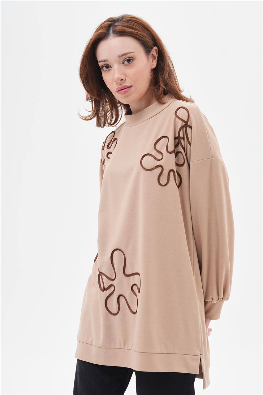 Sweatshirt-Milky brown KY-A23-70010-233
