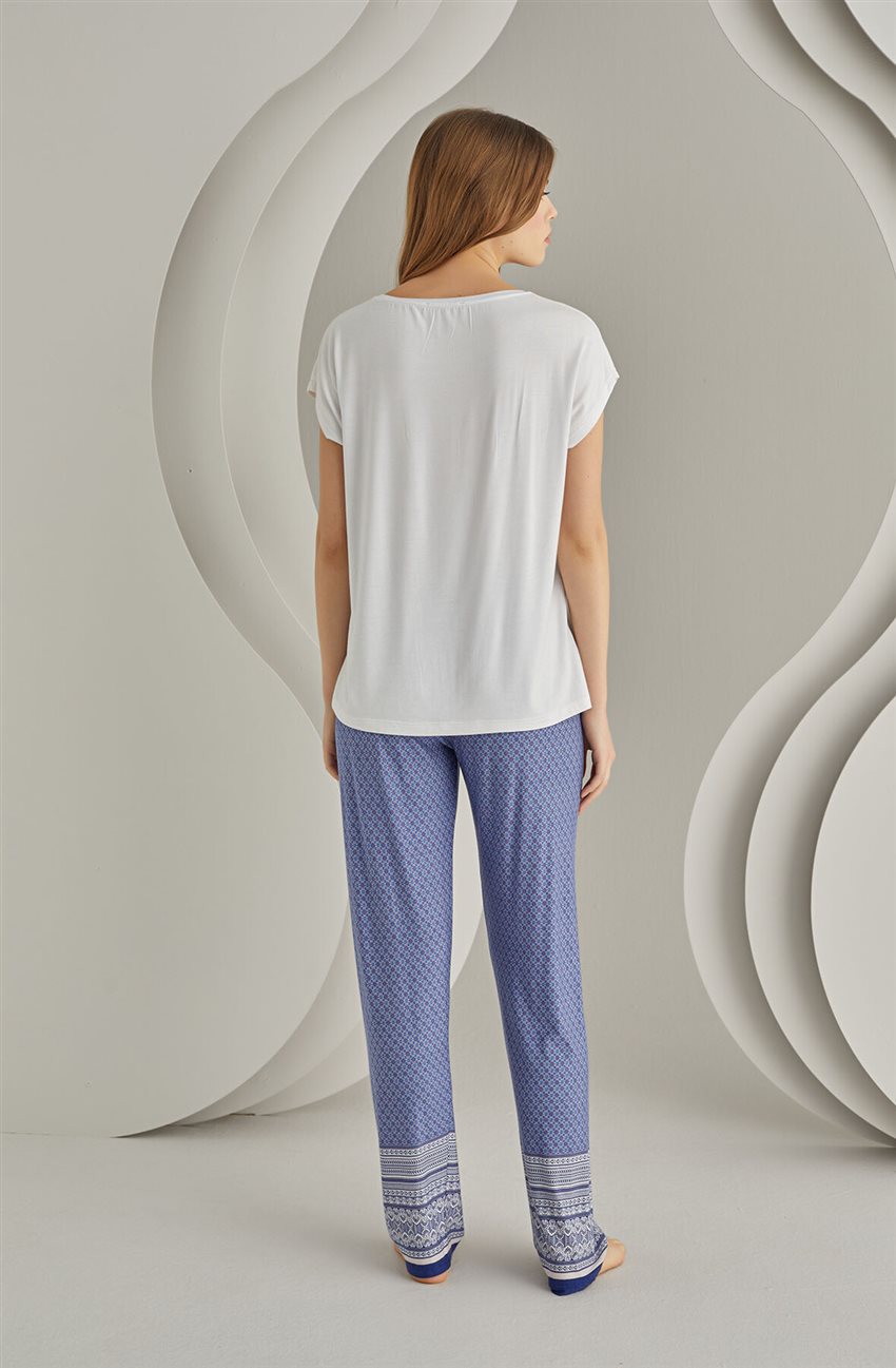 Pyjamas-Nightgown-Blue-white NBB-68033-424