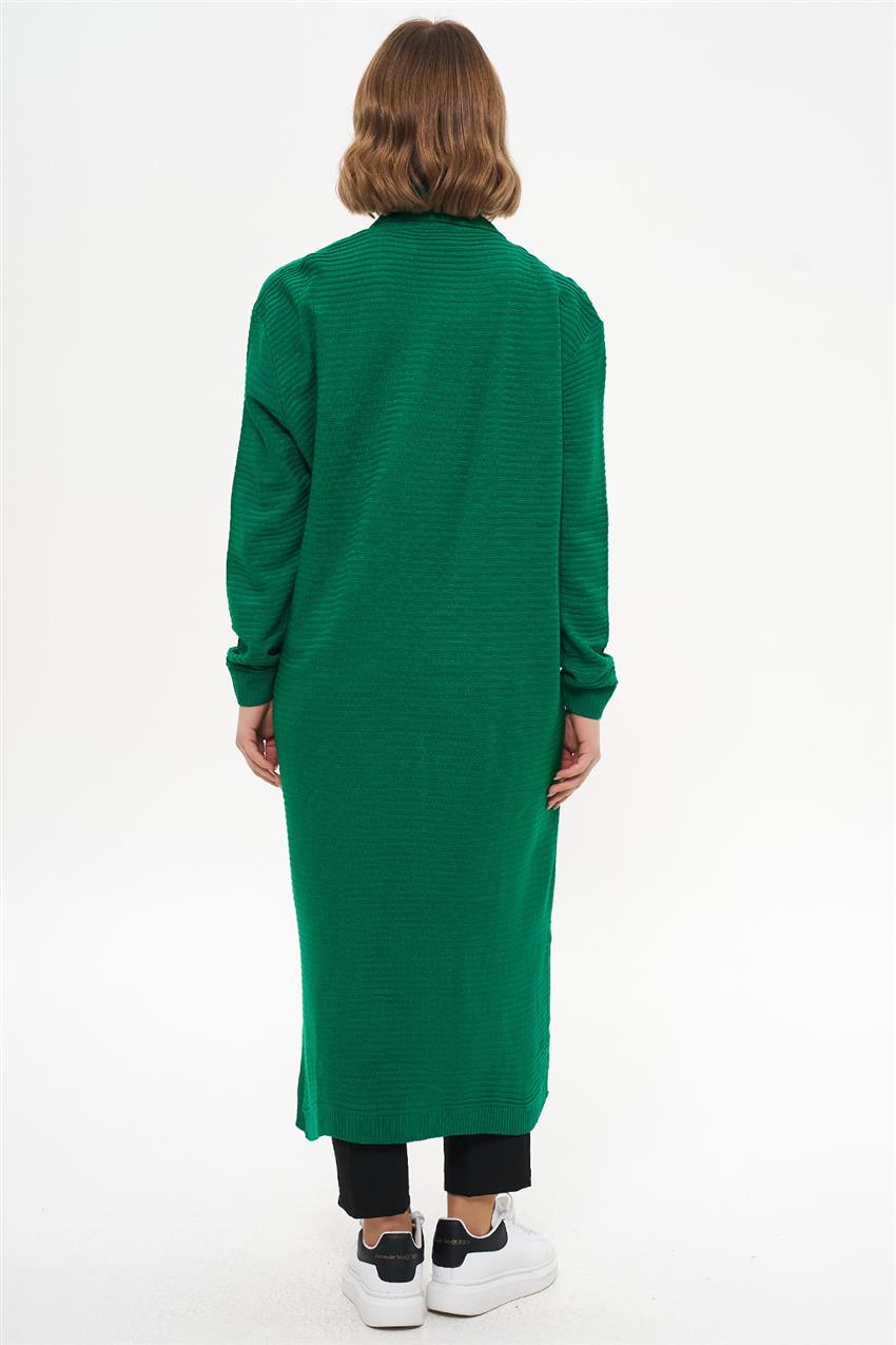Kendinden Desenli Uzun Hırka-Benetton Yeşili 104-143
