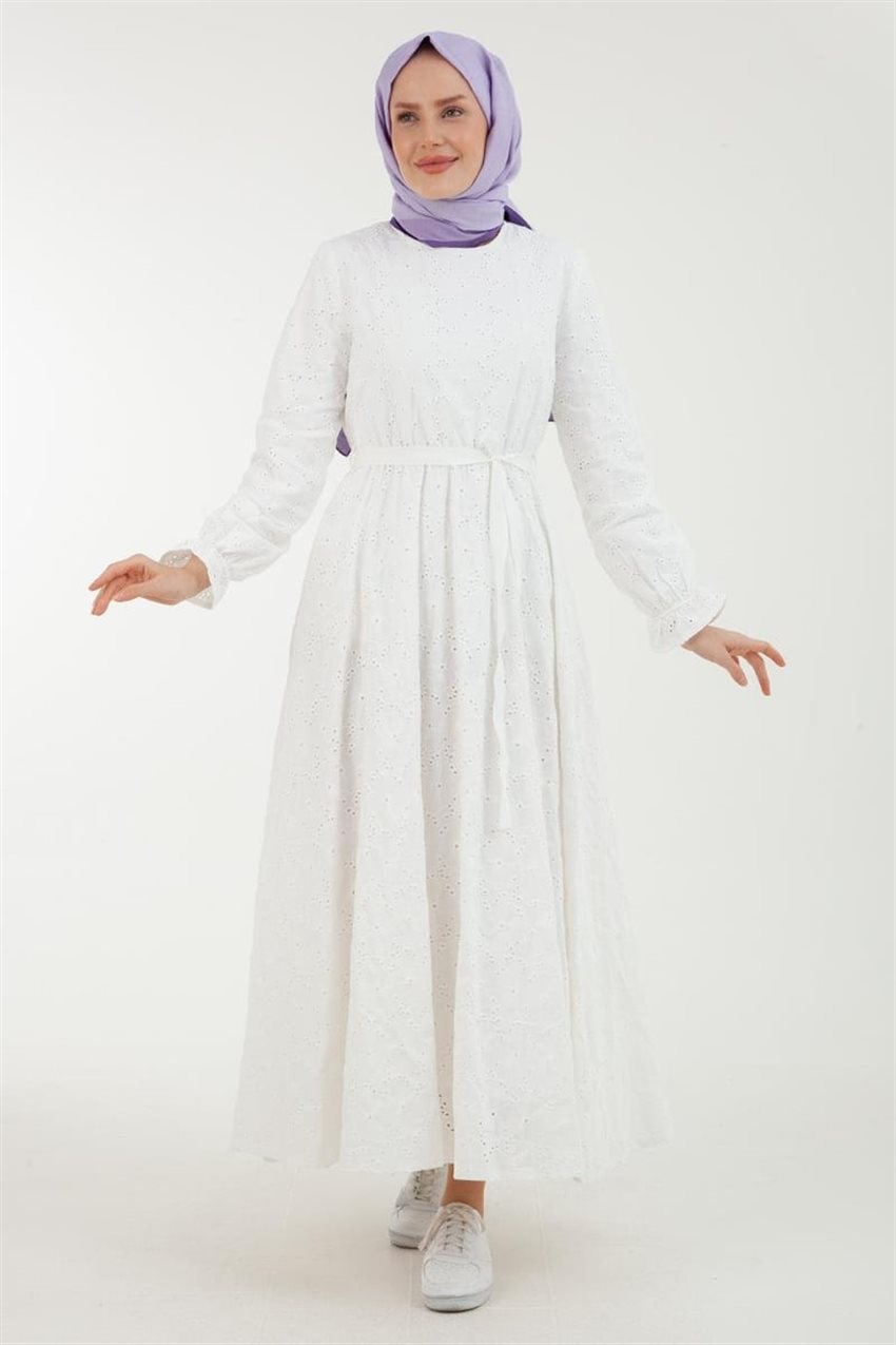 23YT930-1571 فستان-أبيض