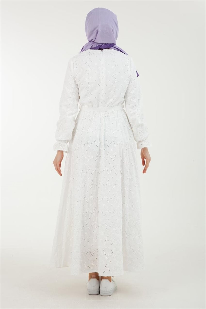 23YT930-1571 فستان-أبيض