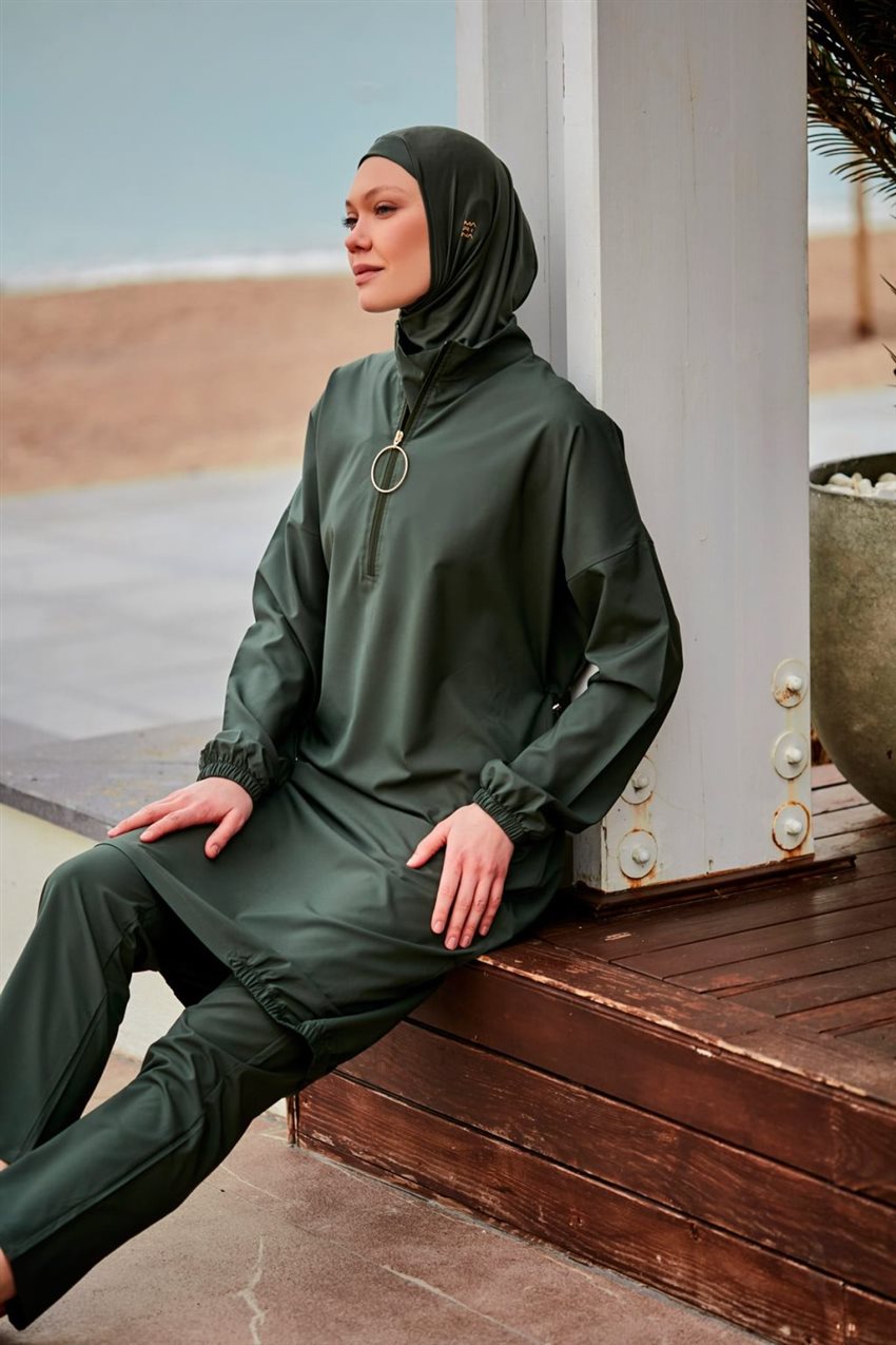 Hijab Swimwear-Olive Green M2406-27