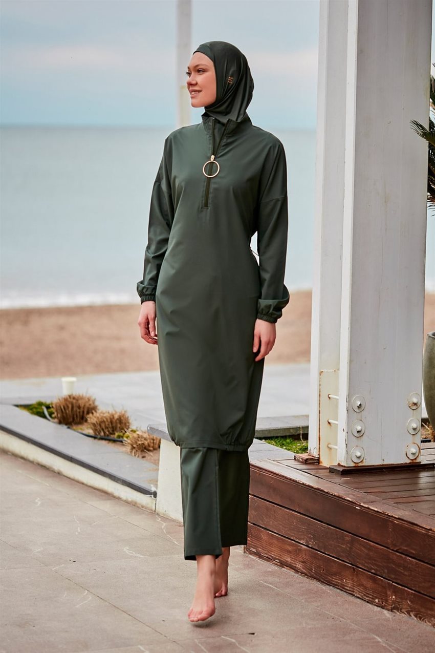 Hijab Swimwear-Olive Green M2406-27