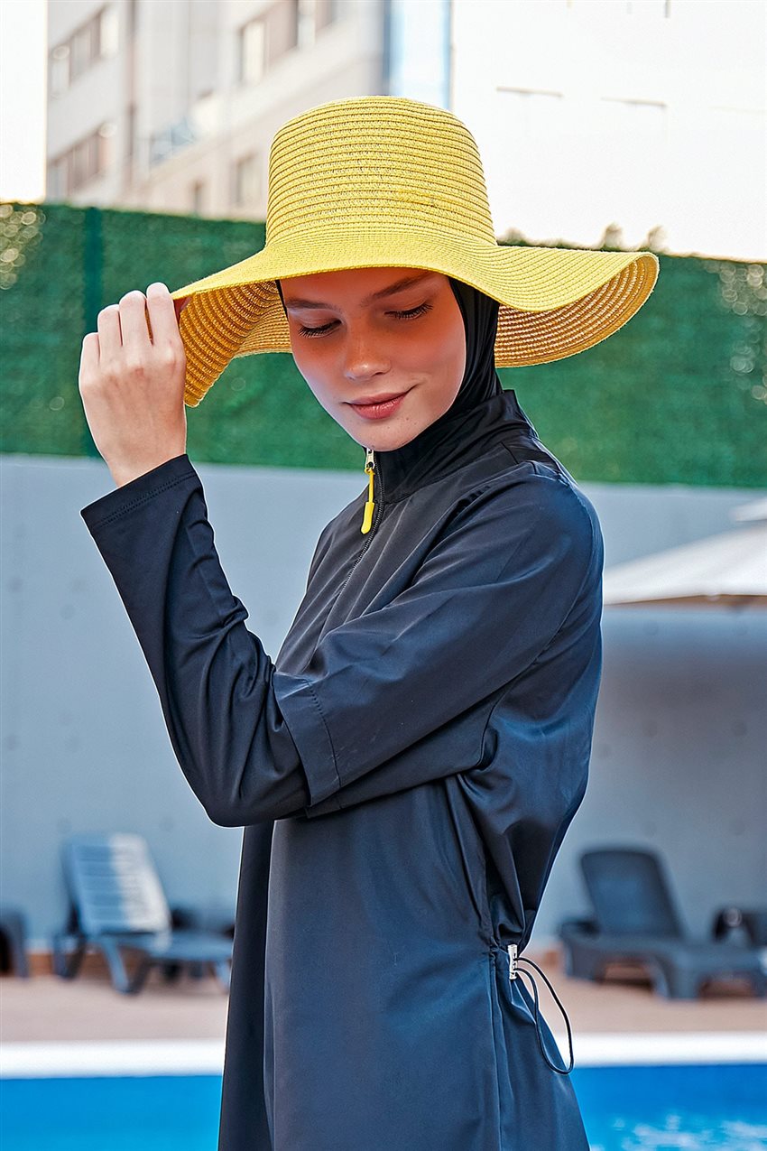 Sarı Geniş Hasır Şapka 14232-29