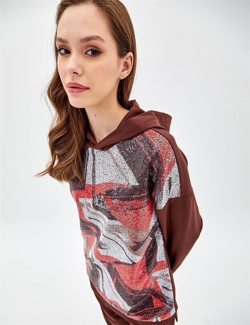 Sweatshirt-Kahve KY-A23-70015-15