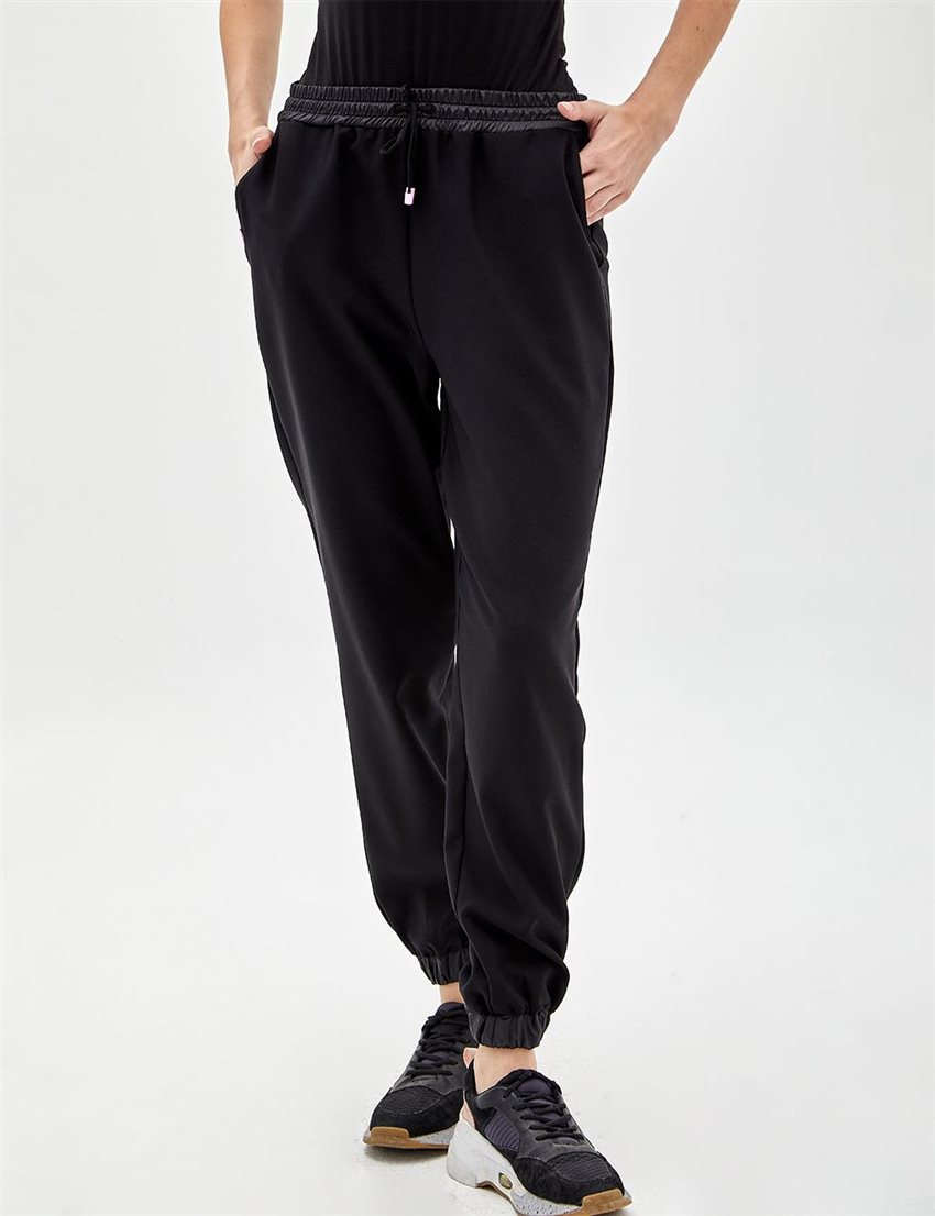 Beli Lastikli Siyah Jogger Pantolon