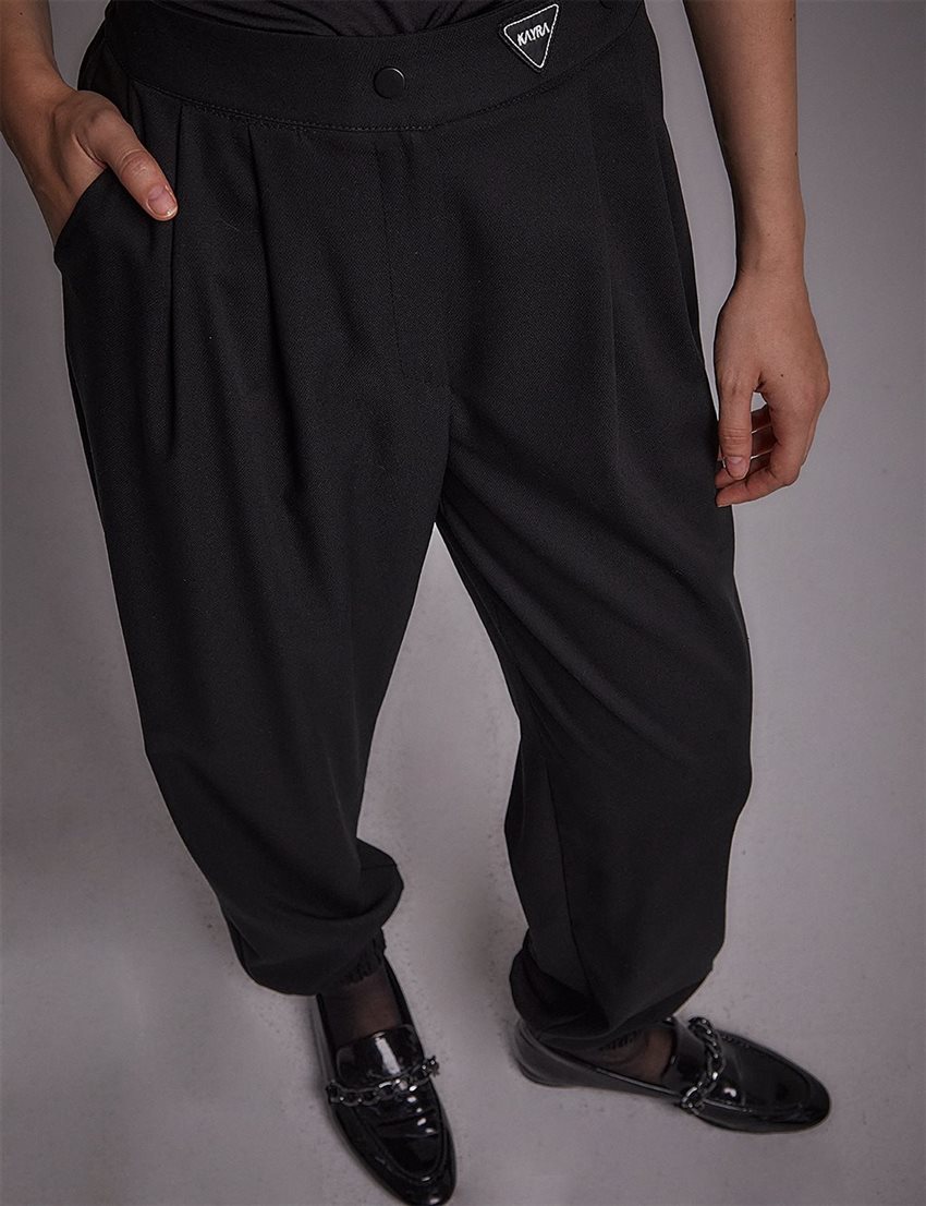 Beli Lastikli Siyah Jogger Pantolon 