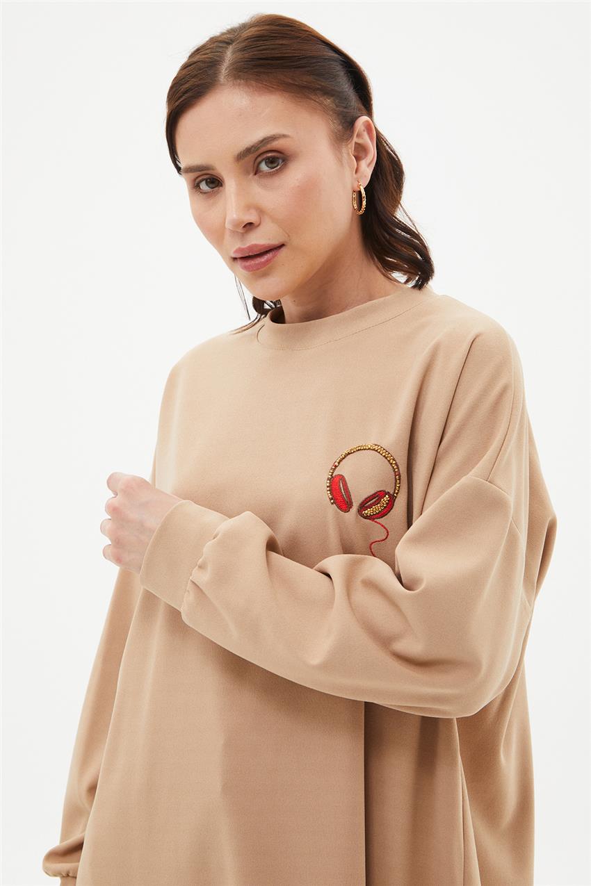 Sweatshirt-Milky brown KY-A23-70008-233
