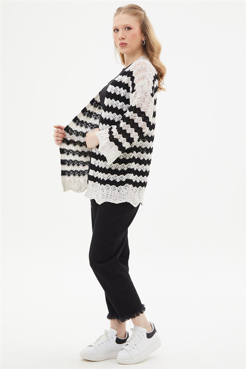 Cardigan-Cream Black 1671-356