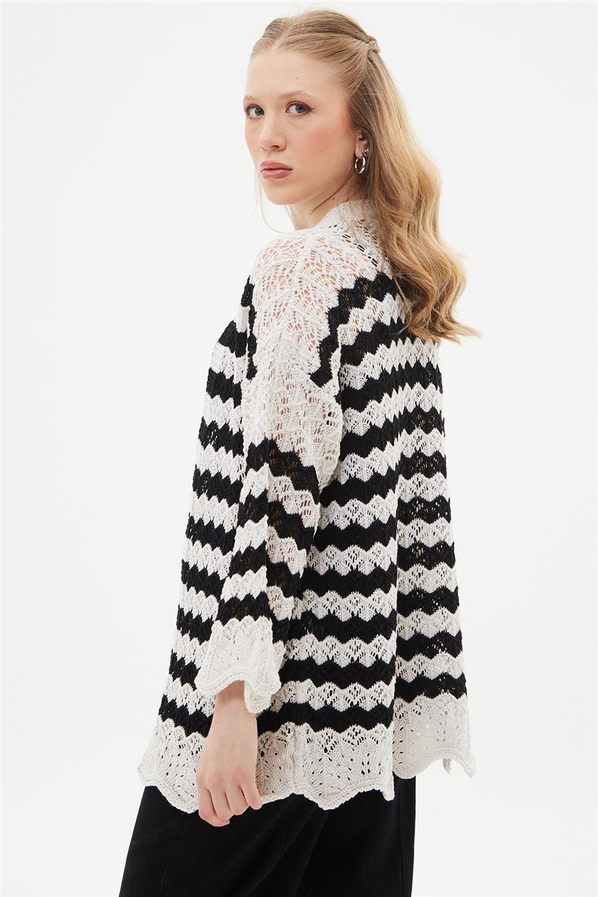 Cardigan-Cream Black 1671-356