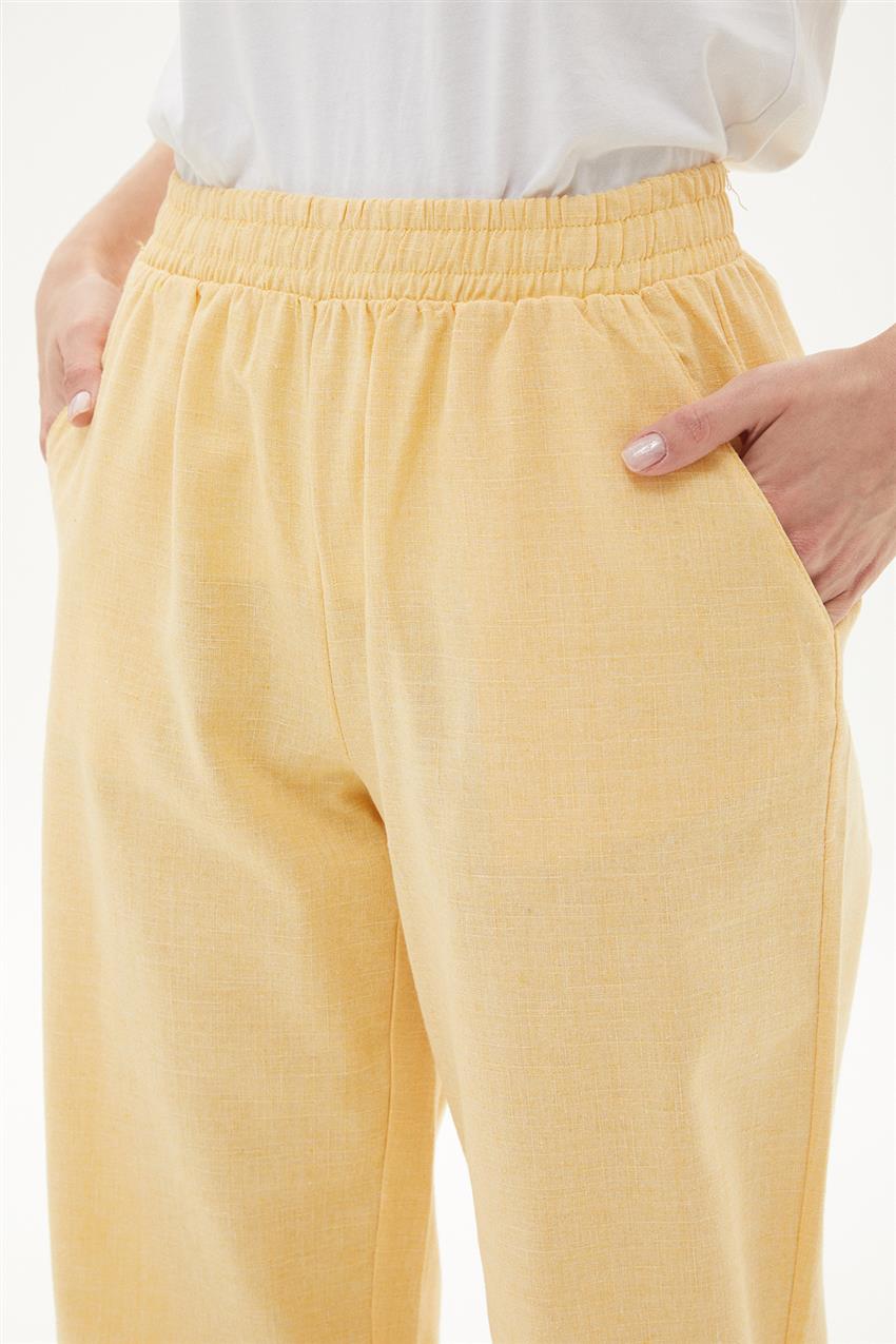 Rahat Kesim Keten Pantolon-Sarı KTN-01-29