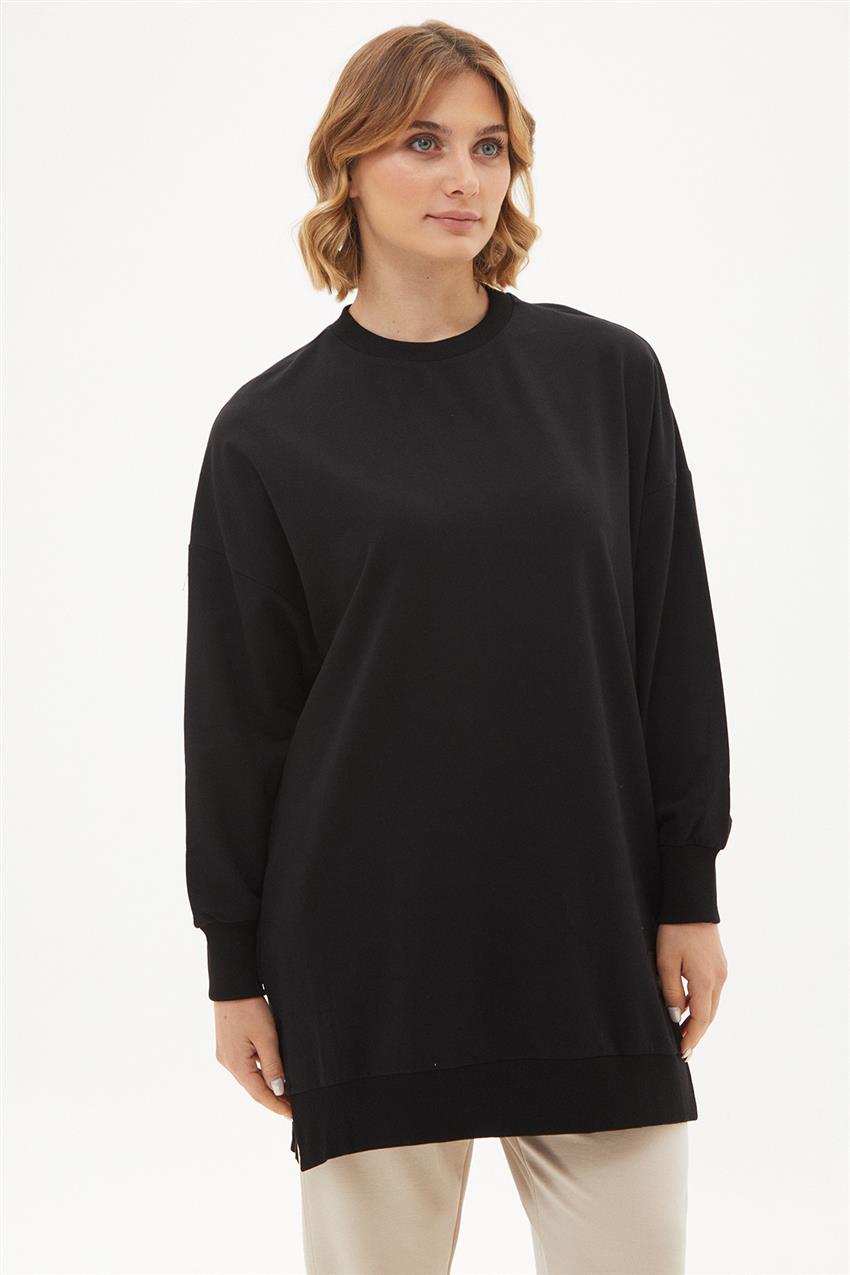 Sıfır Yaka Oversize Siyah Sweatshirt