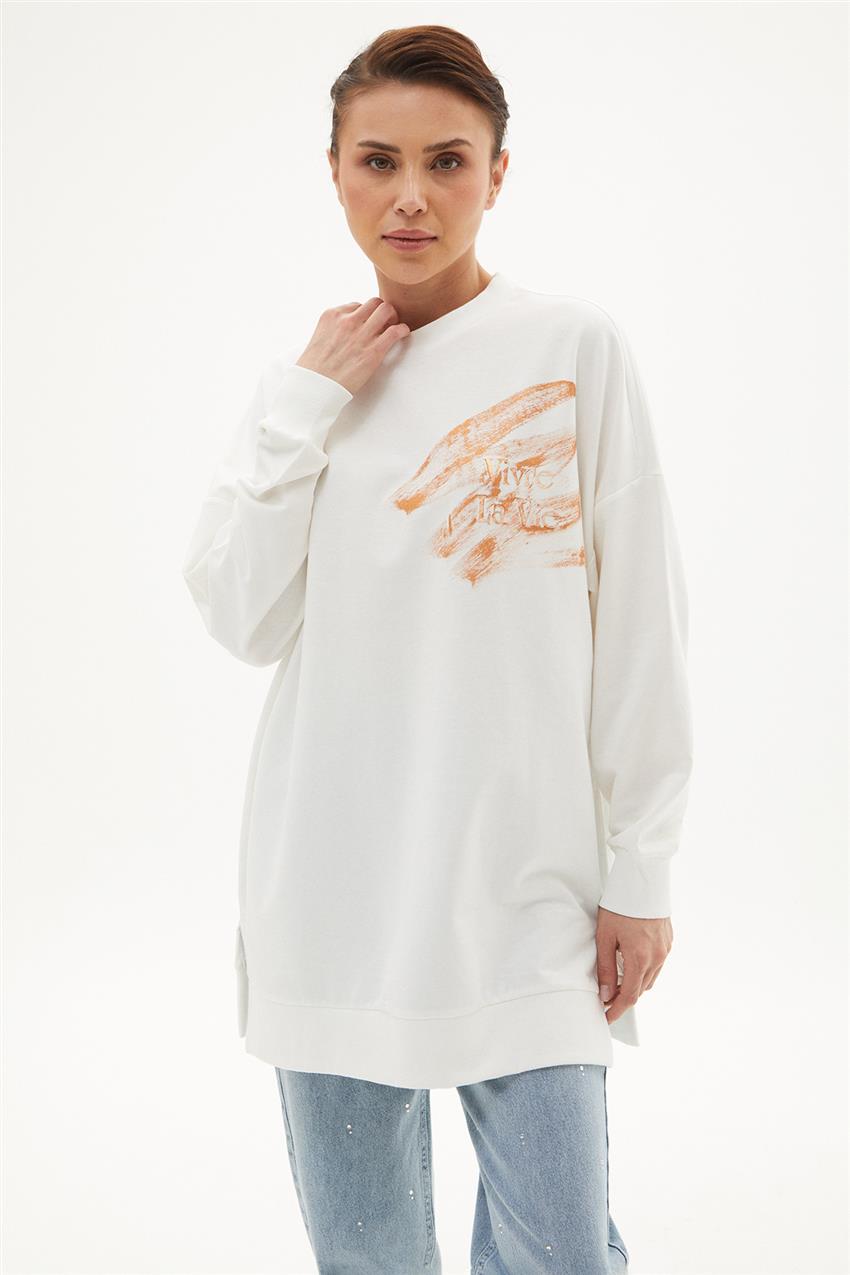 Yazı Baskılı Sweatshirt-Beyaz 10460-02