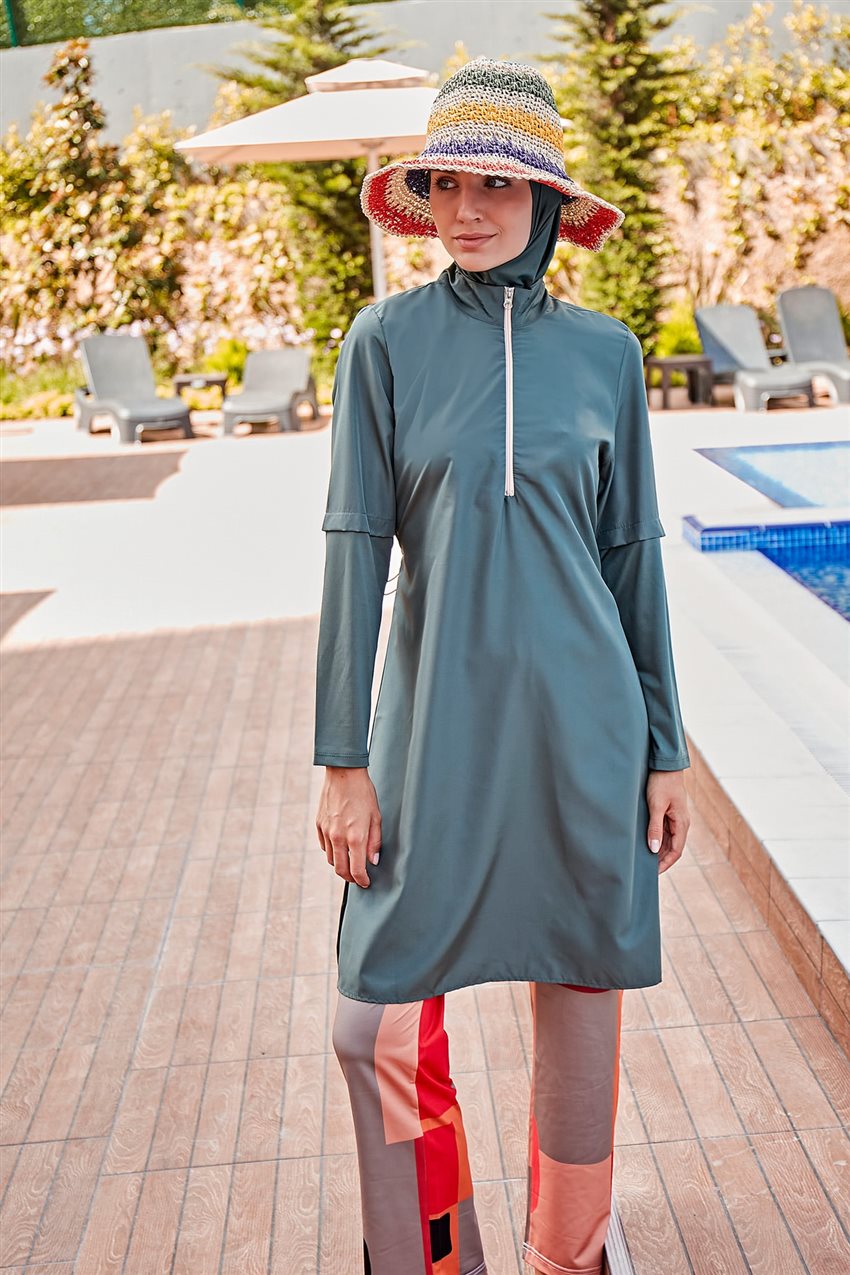 Hijab Swimwear-Olive Green M2279-27