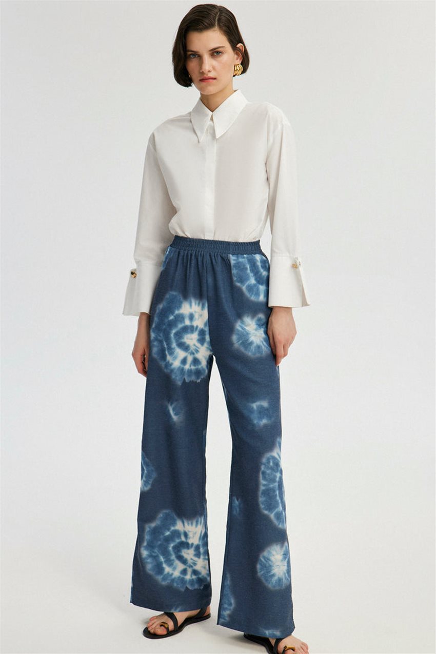 Batik Desenli Pantolon-Mavi 24Y1T0055-123