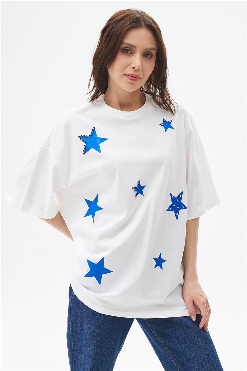 Yıldız Taşlı Ekru T-shirt 