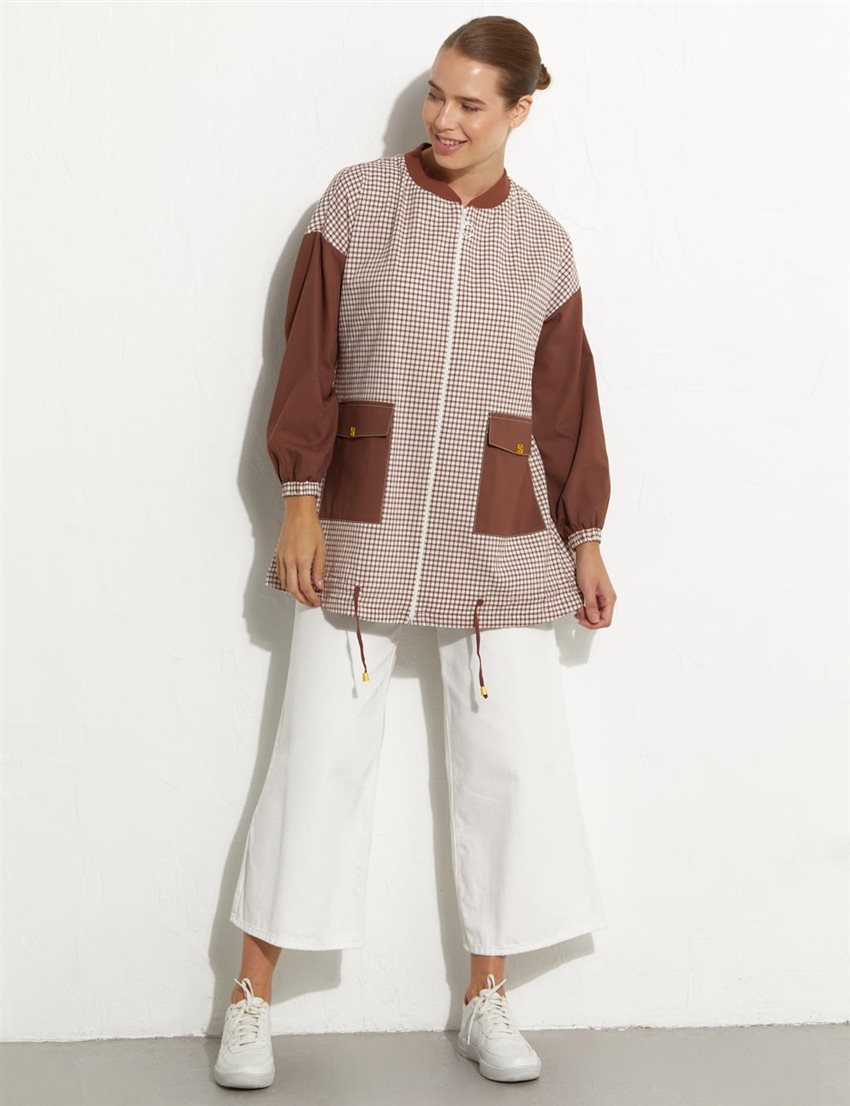 Jacket-Brown-White KA-A23-13006-15-02