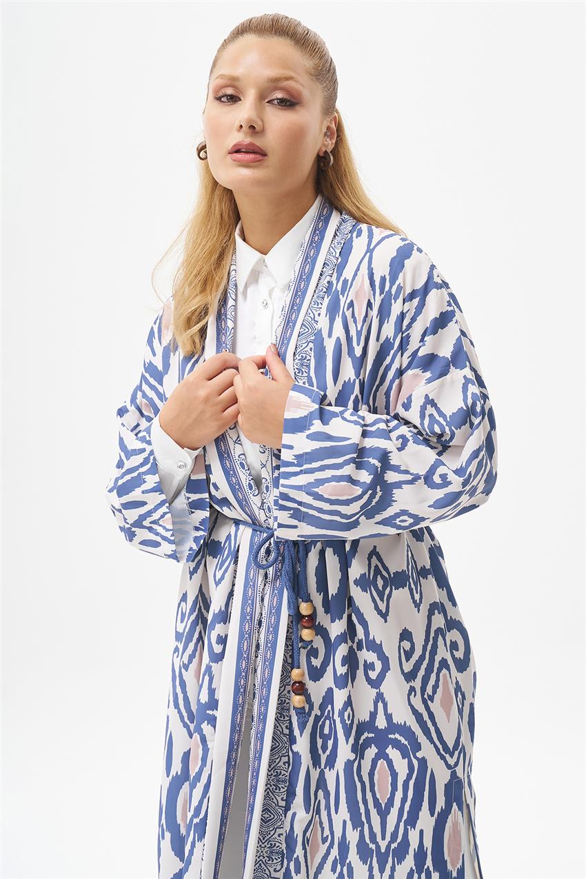 Etnik Desenli indigo Kimono