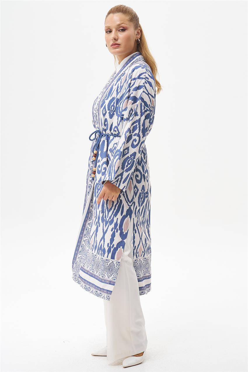 Etnik Desenli indigo Kimono