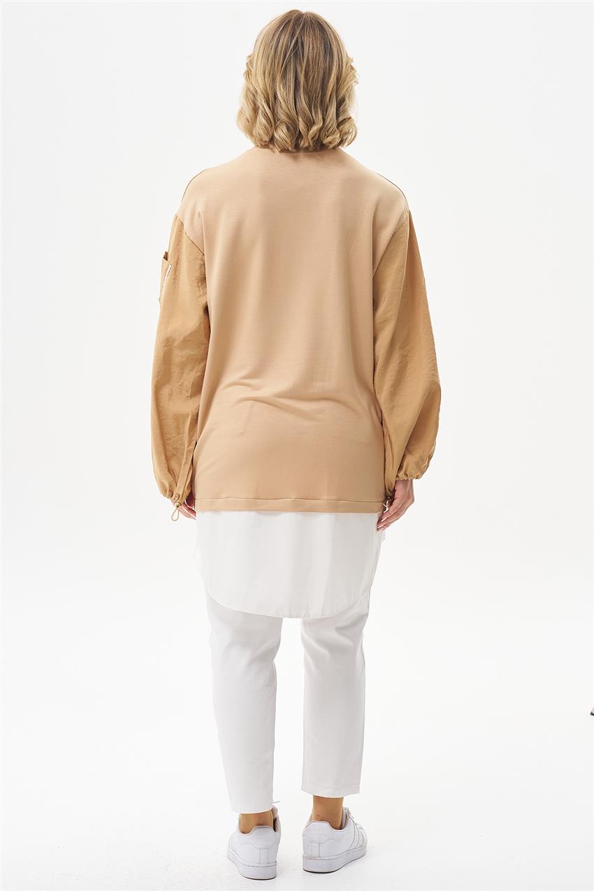 Çift Parça Görünümlü Camel Tunik