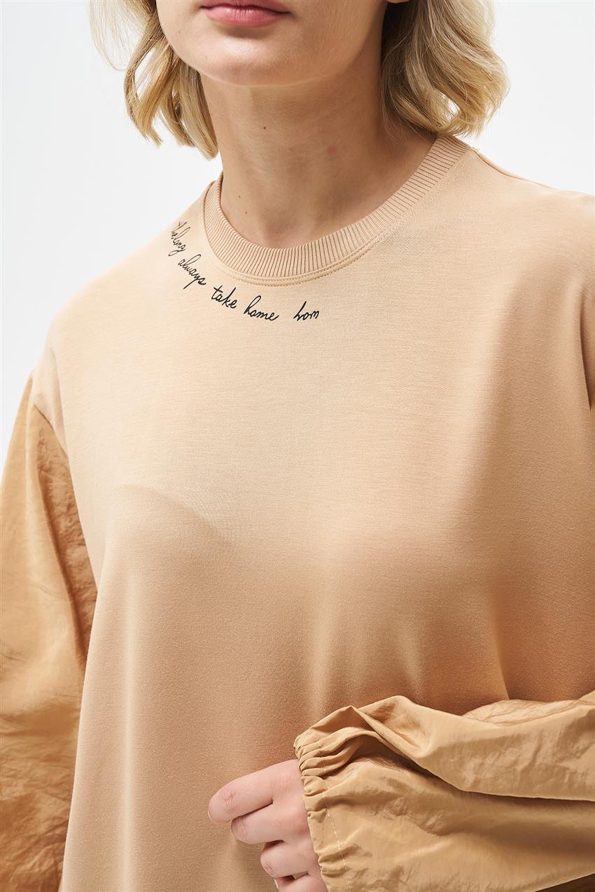 Çift Parça Görünümlü Camel Tunik