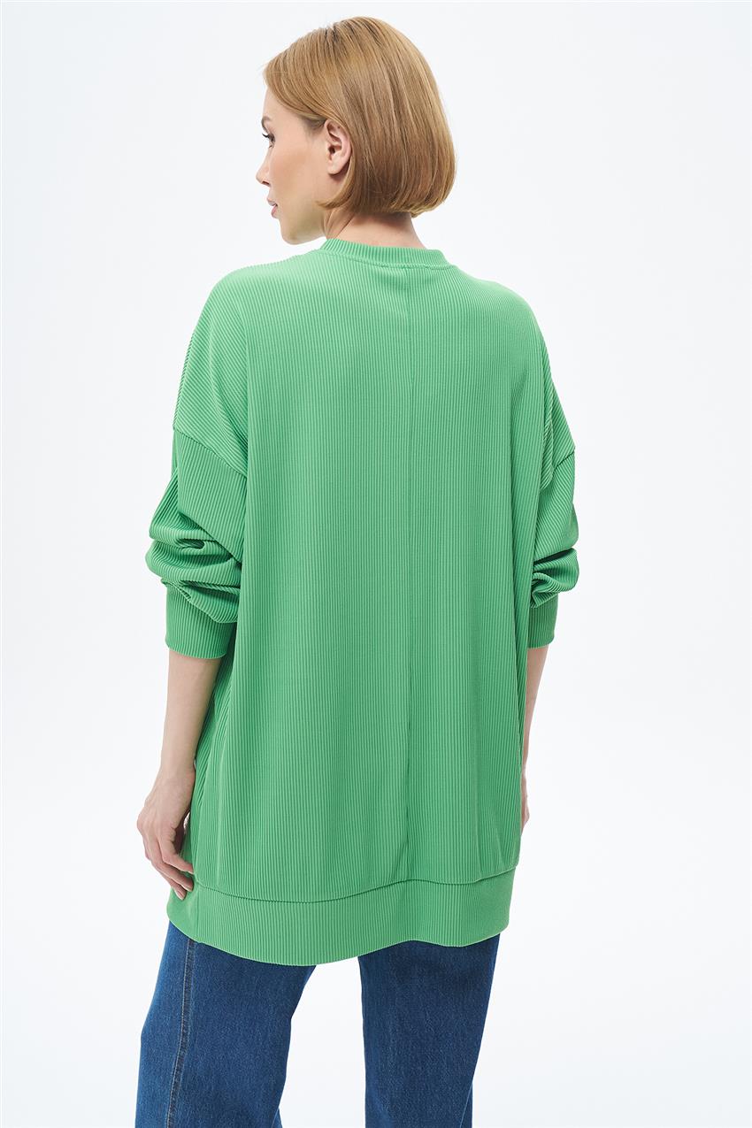 Basic Etiket Detaylı Benetton Yeşili Sweatshirt