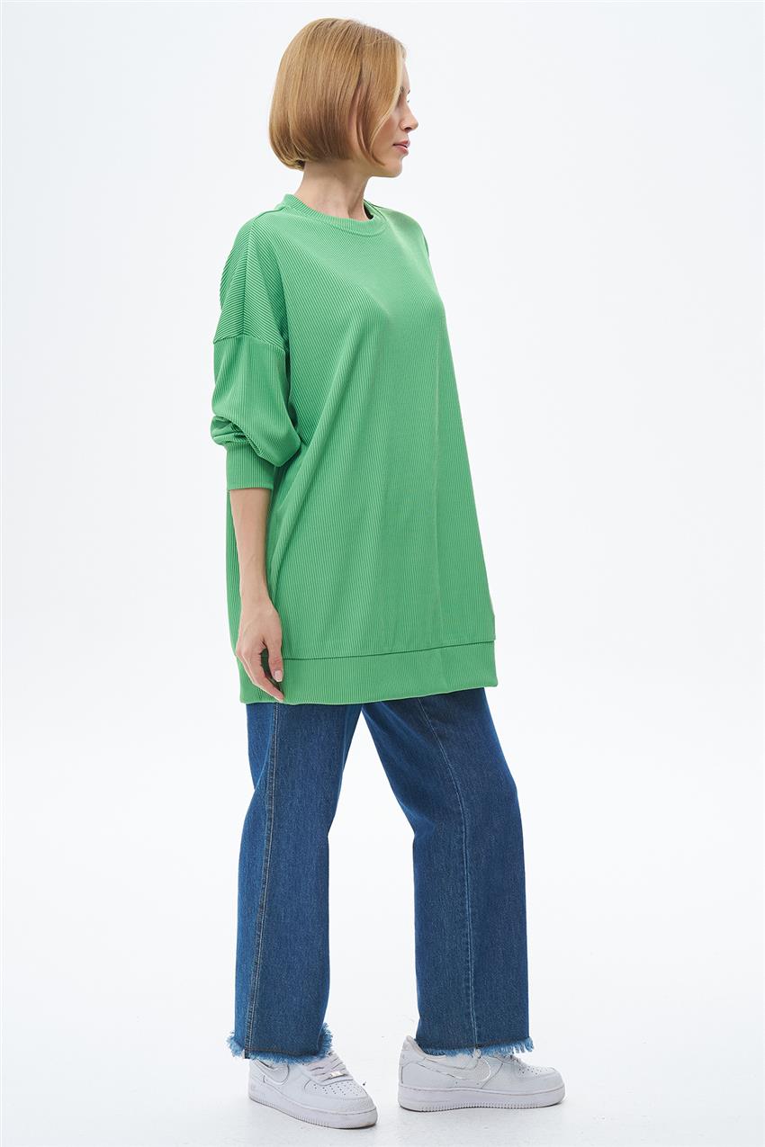 Basic Etiket Detaylı Benetton Yeşili Sweatshirt