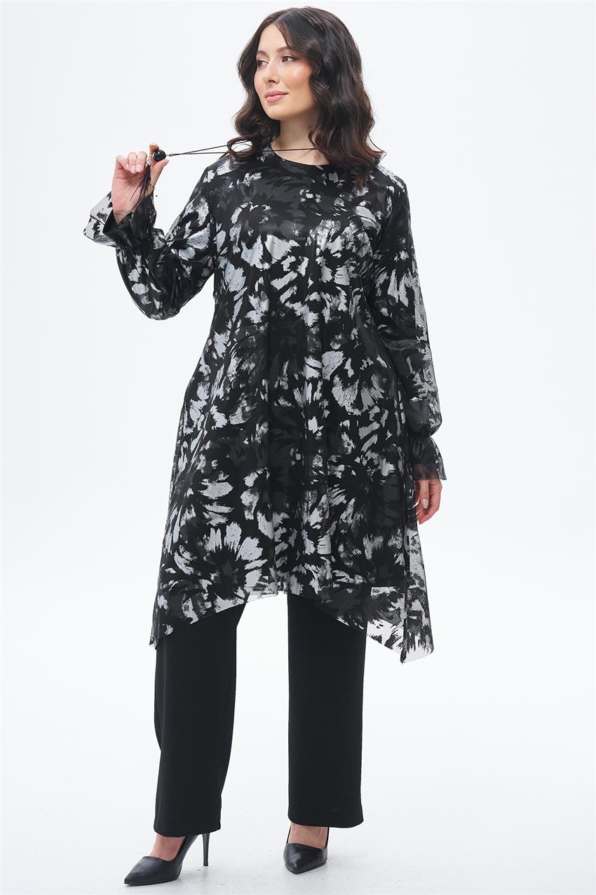 Gümüş Yaldızlı Kolyeli Tunik-Gümüş 50063-B-06