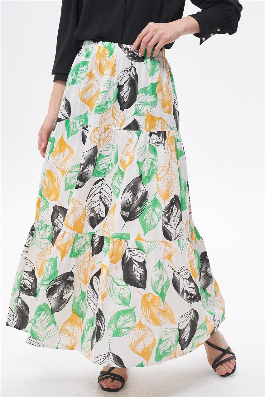 Skirt-Green Orange EMR-1661-455