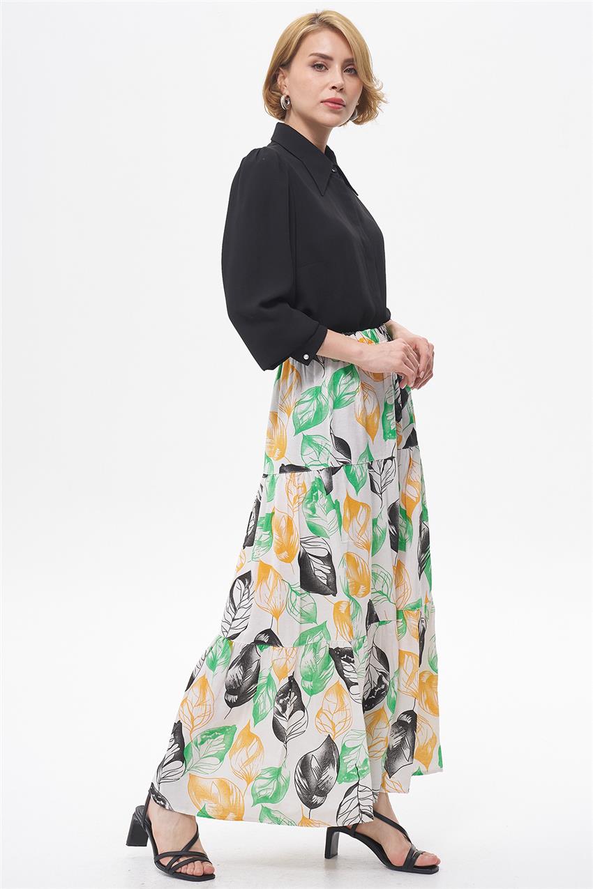 Skirt-Green Orange EMR-1661-455