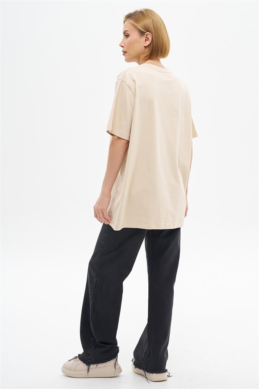 Oversize T-Shirt-Bej VV-B24-TSH01-11