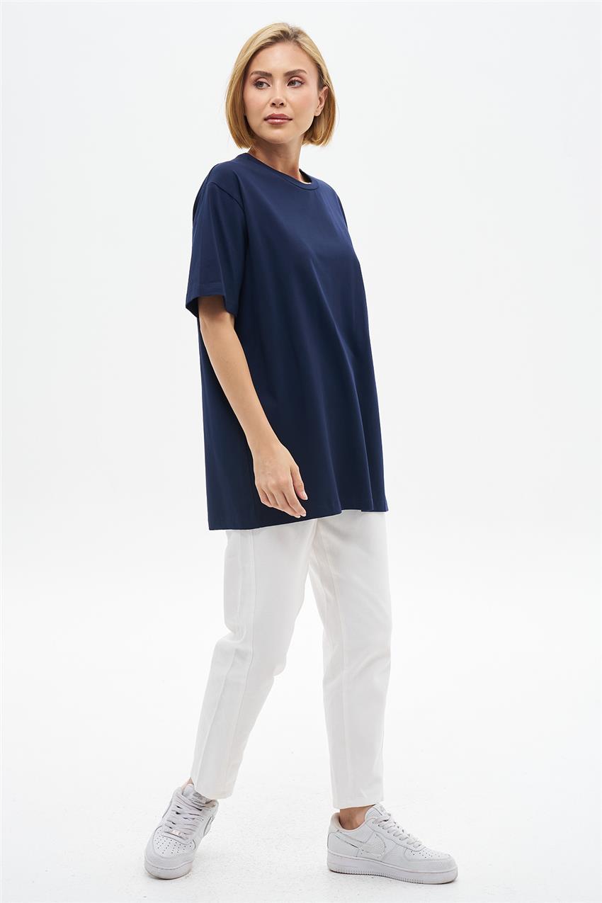 Oversize T-Shirt-Lacivert VV-B24-TSH01-17