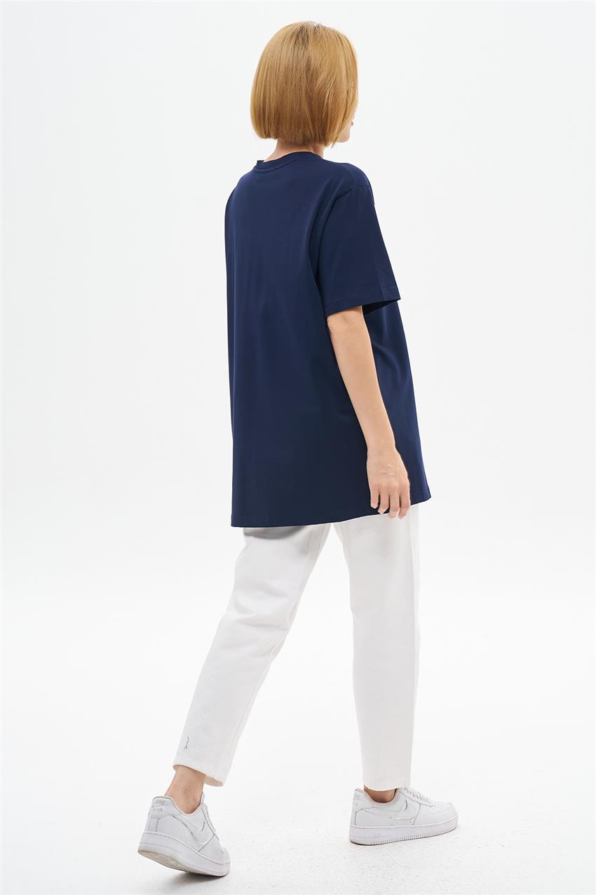 Oversize T-Shirt-Lacivert VV-B24-TSH01-17