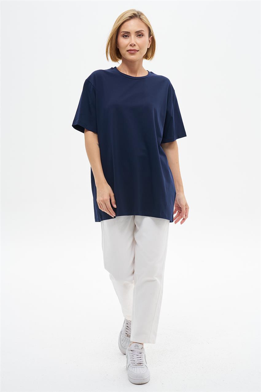 Oversize T-Shirt-Lacivert VV-B24-TSH01-17