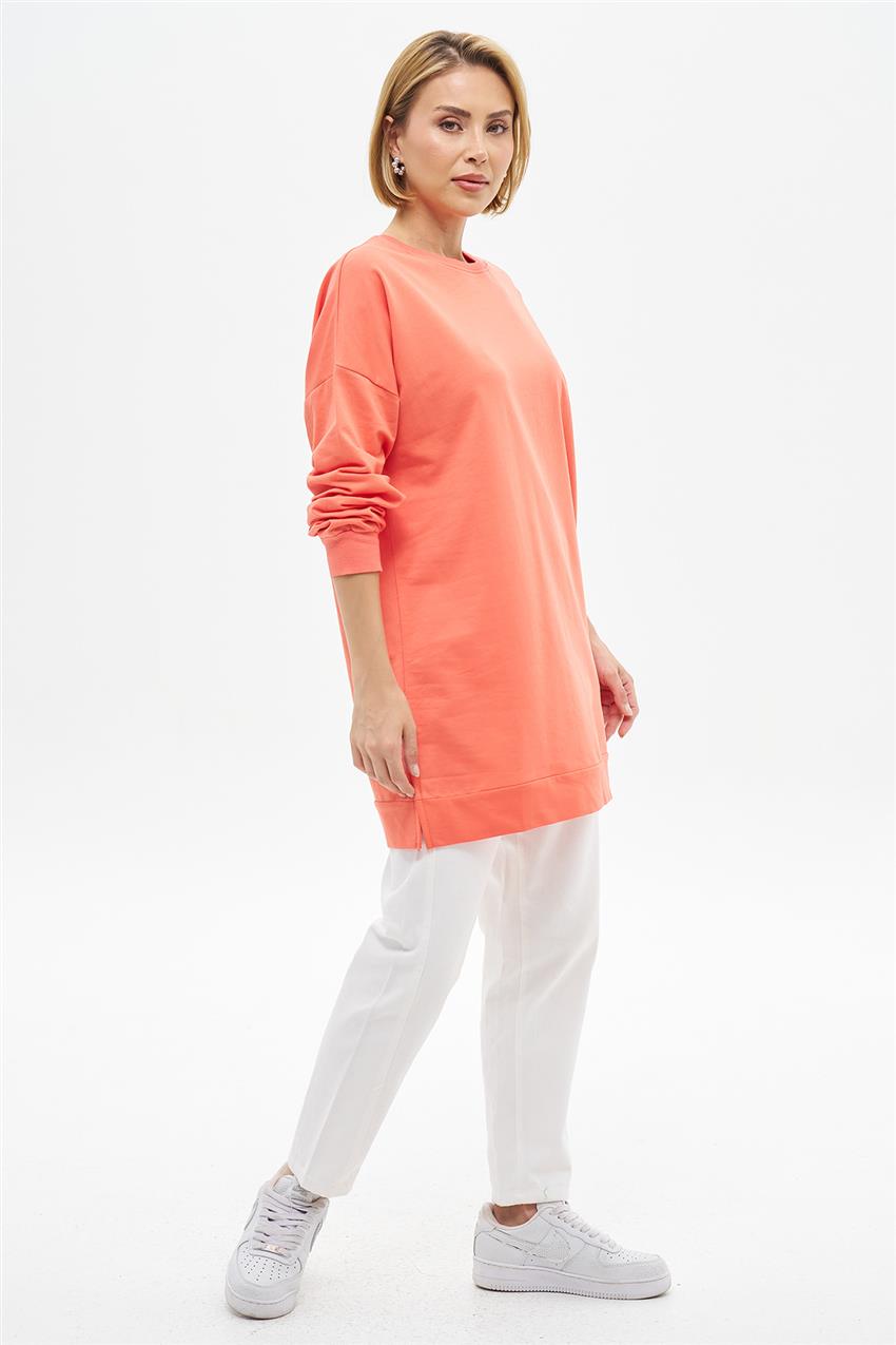 Bisiklet Yaka Oranj Oversize Tunik 