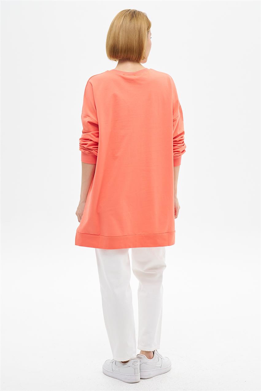 Bisiklet Yaka Oranj Oversize Tunik 