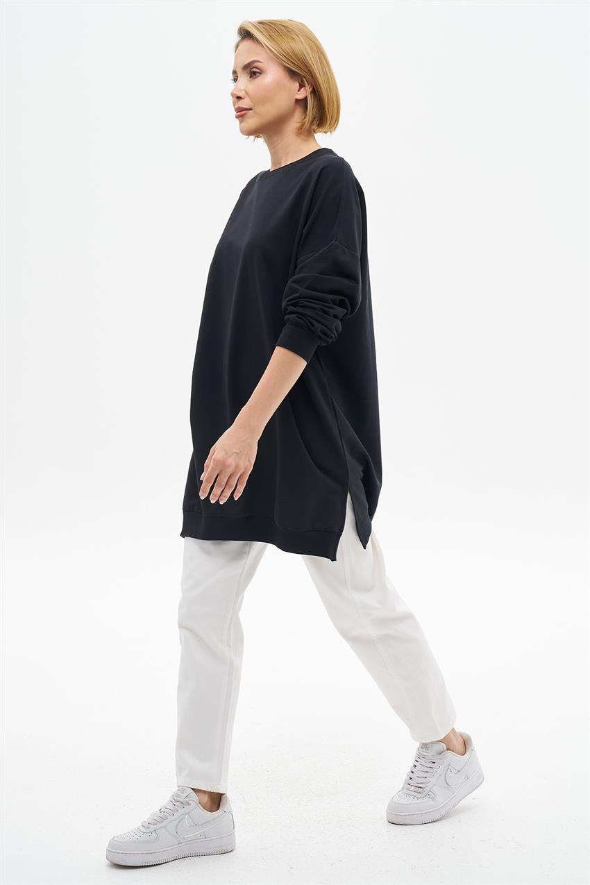 Bisiklet Yaka Koyu Lacivert Oversize Tunik 