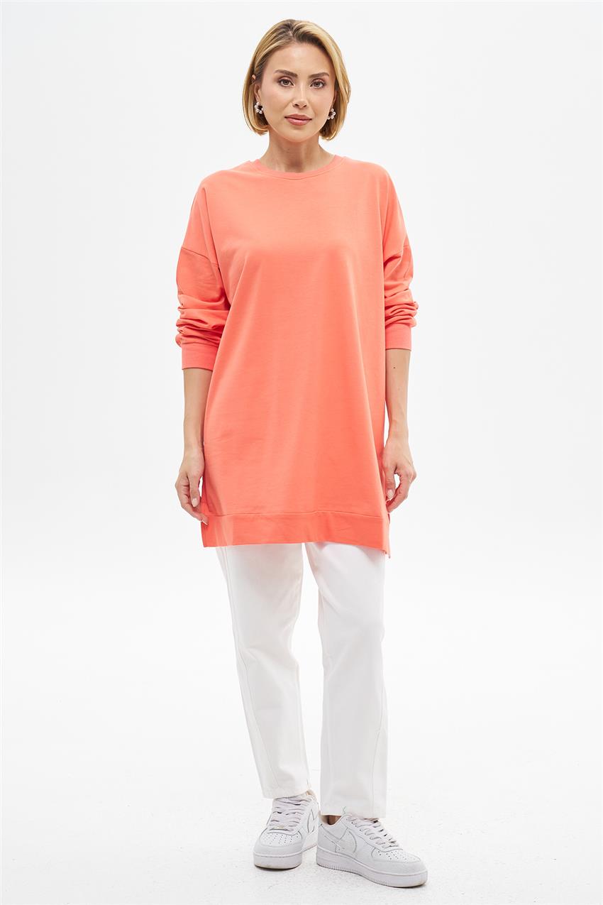 Bisiklet Yaka Oranj Oversize Tunik 