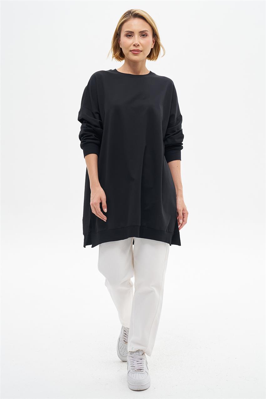 Bisiklet Yaka Koyu Lacivert Oversize Tunik 