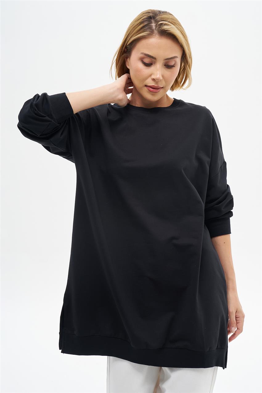 Bisiklet Yaka Koyu Lacivert Oversize Tunik 