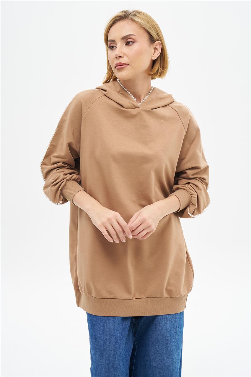 Boncuklu Sweatshirt-Vizon my-8606-72