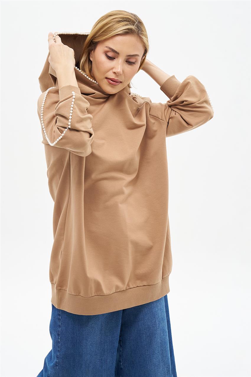 Boncuklu Sweatshirt-Vizon my-8606-72