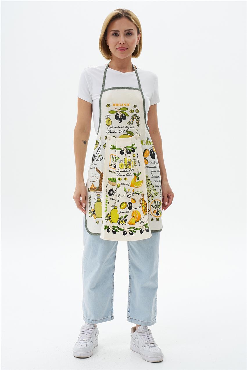 Kitchen Apron-Cream Oliv ÖNLK-4461-491