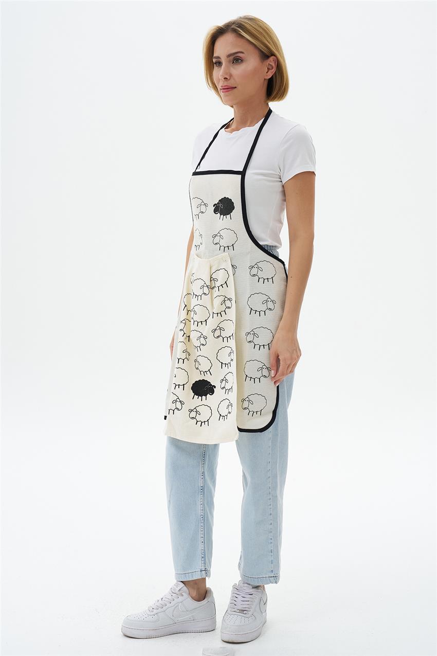 Kitchen Apron-Cream Black ÖNLK-4457-356