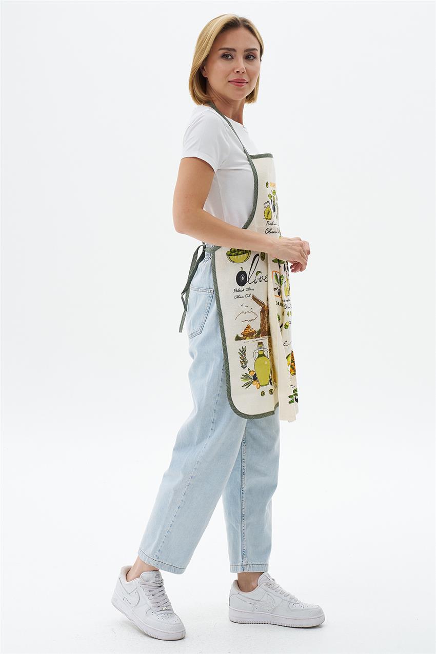 Kitchen Apron-Cream Oliv ÖNLK-4461-491