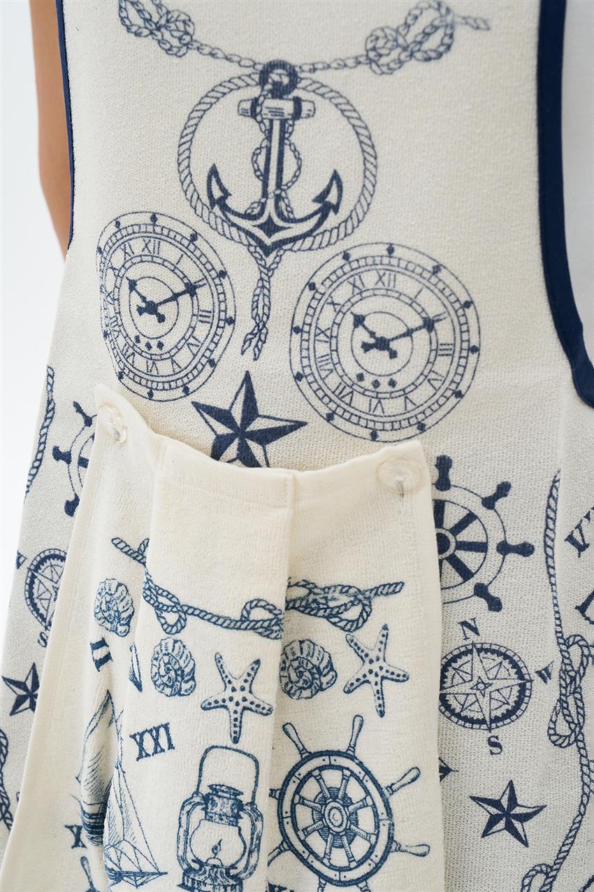 Kitchen Apron-Navy Blue Cream ÖNLK-4459-468