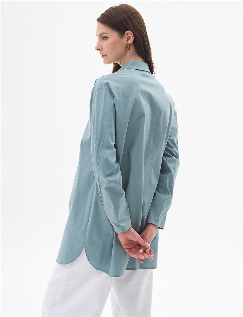 Nakış İşlemeli Poplin Mint Tunik 