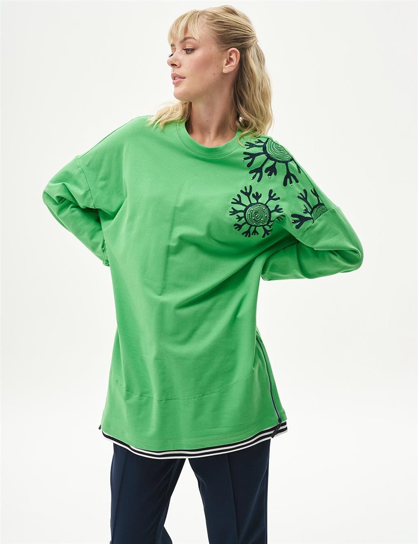 Sweatshirt-Yonca Yeşili KA-B24-31011-588