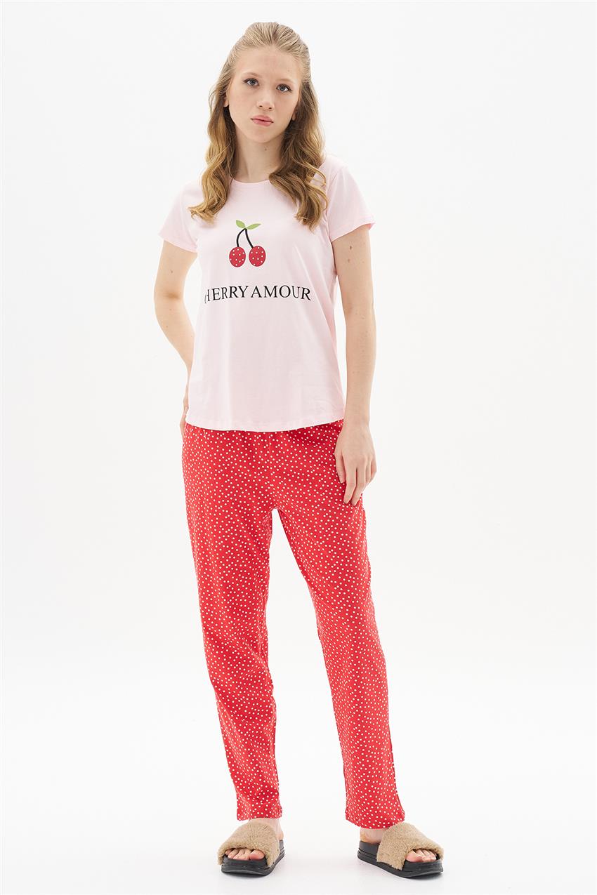 Nbb 67998 Cherry Pijama Takımı-Pembe 67998-42