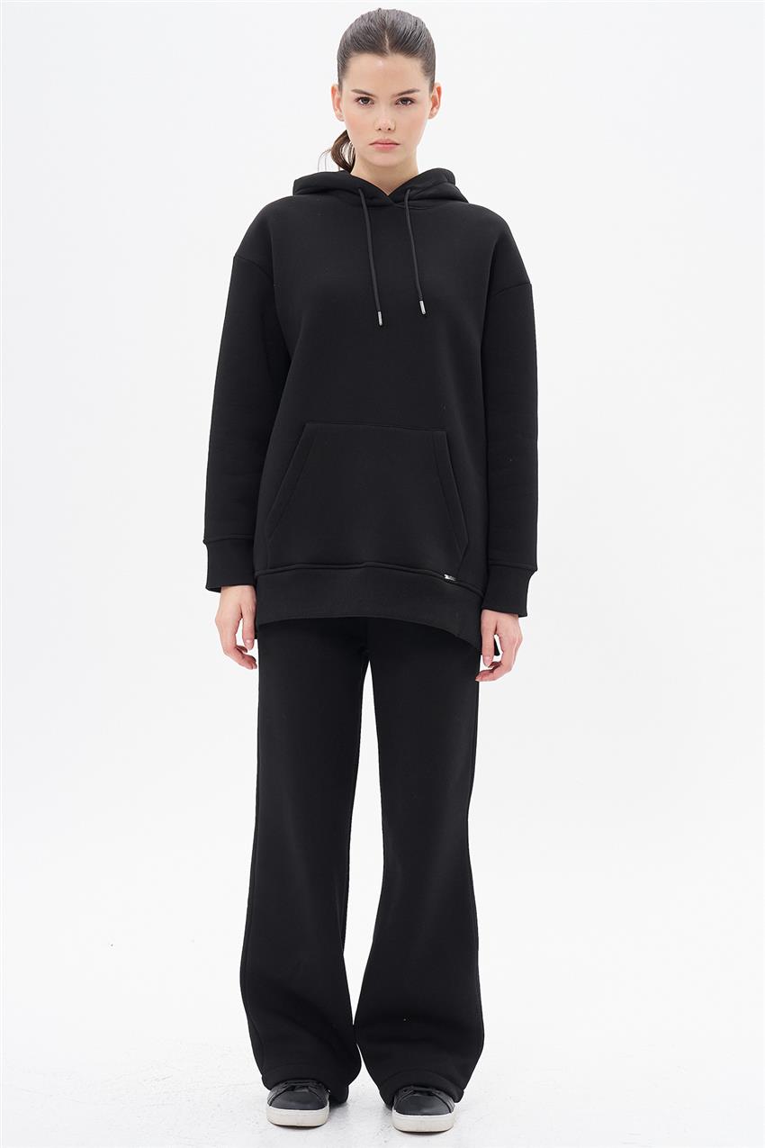 Basic Oversize Siyah Sweatshirt